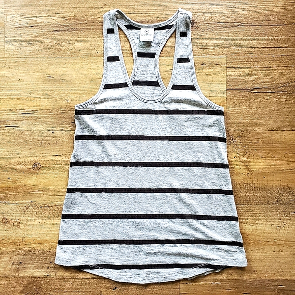 Women's Victoria's Secret PINK Light Gray and Black Striped Sequin Tank Top | XS